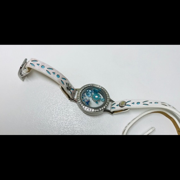 Origami Owl White Leather Wrap Bracelet 6”-7 1/4" - Picture 8 of 11